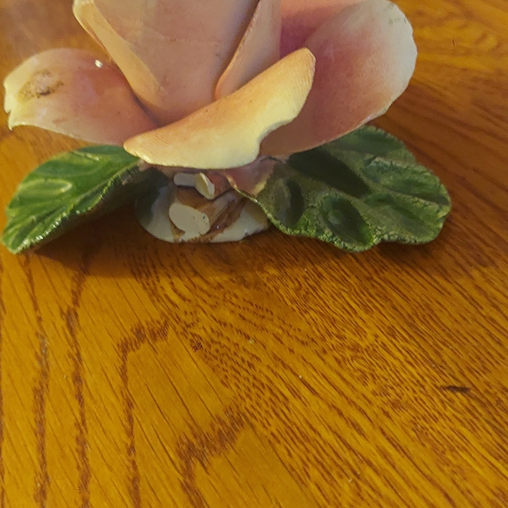 Pink Ceramic Rose Figurine
